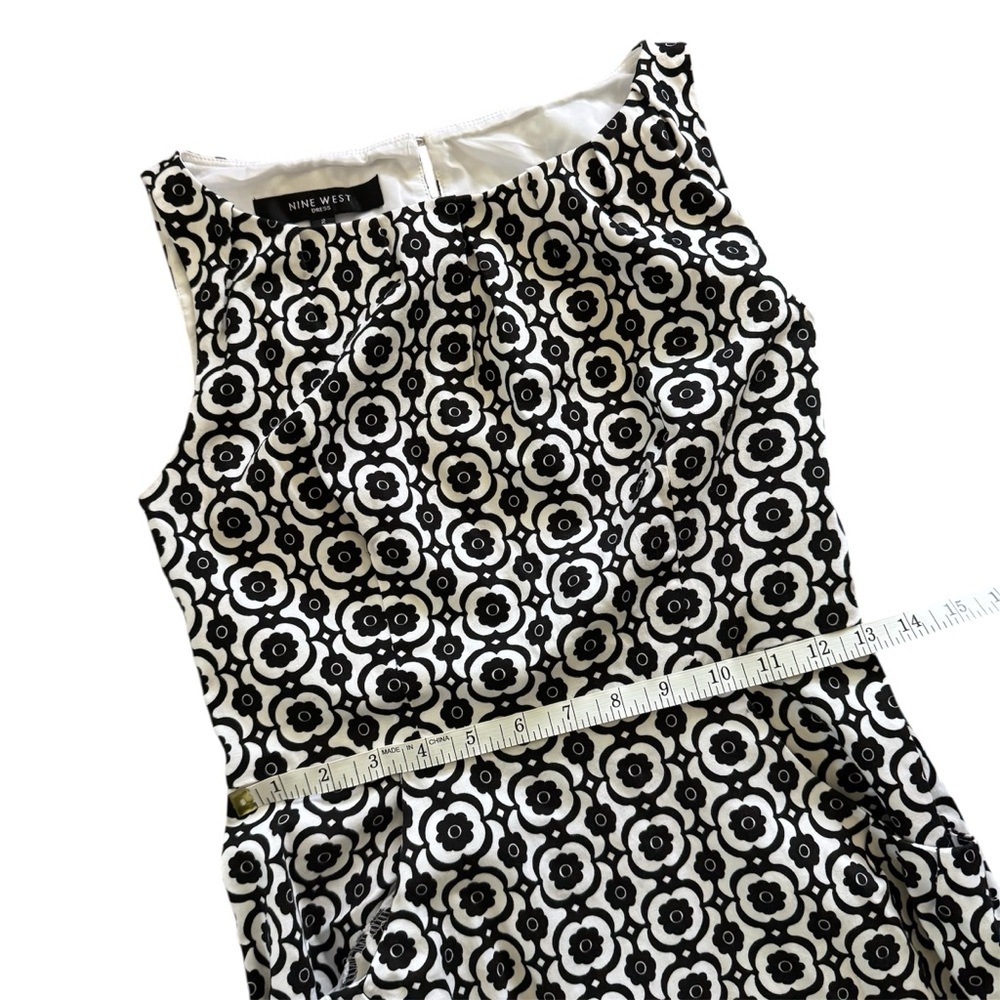 Nine West Black & White Geometric Sheath Dress Sleeveless - Picture 9 of 12